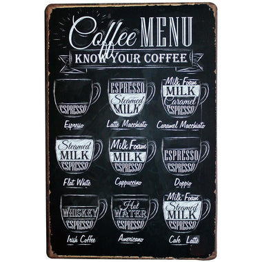 Vintage Coffee Menu Board Poster