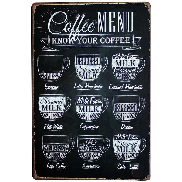 Vintage Coffee Menu Board Poster